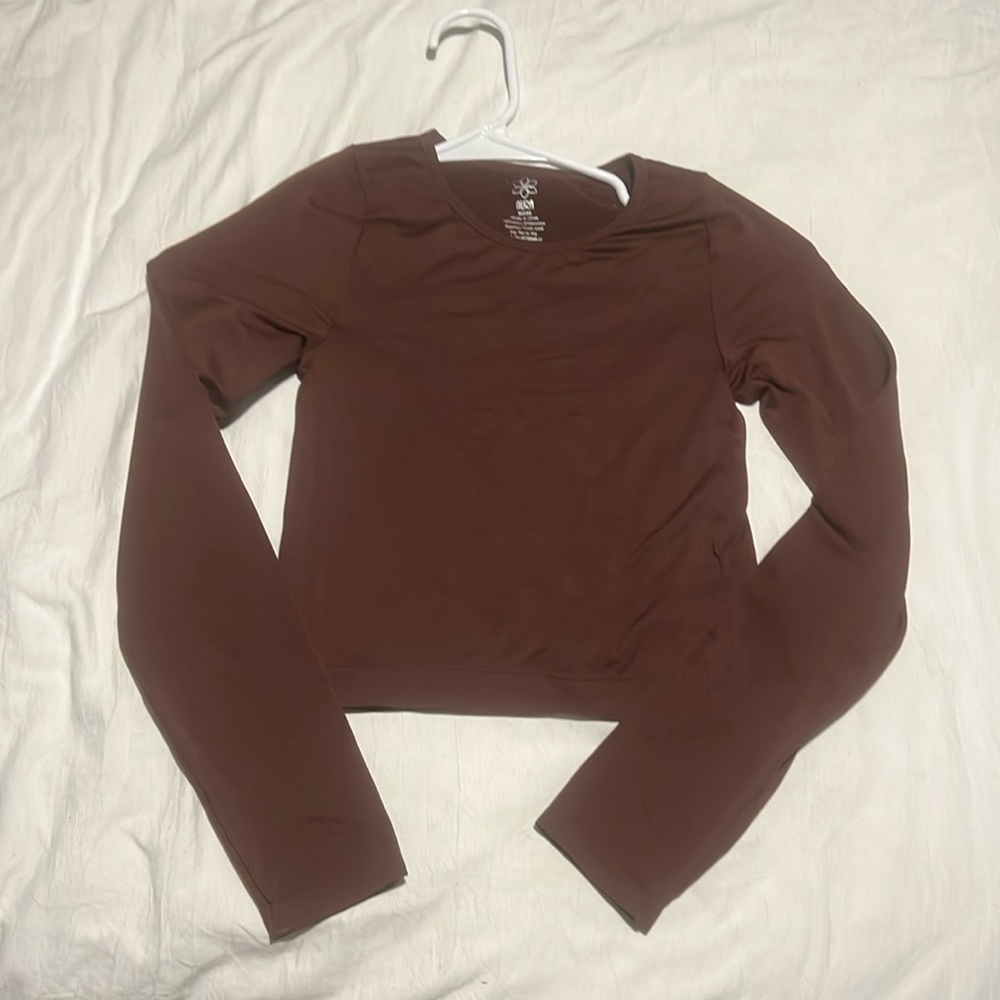 Aura spandex brown long sleeve shirt